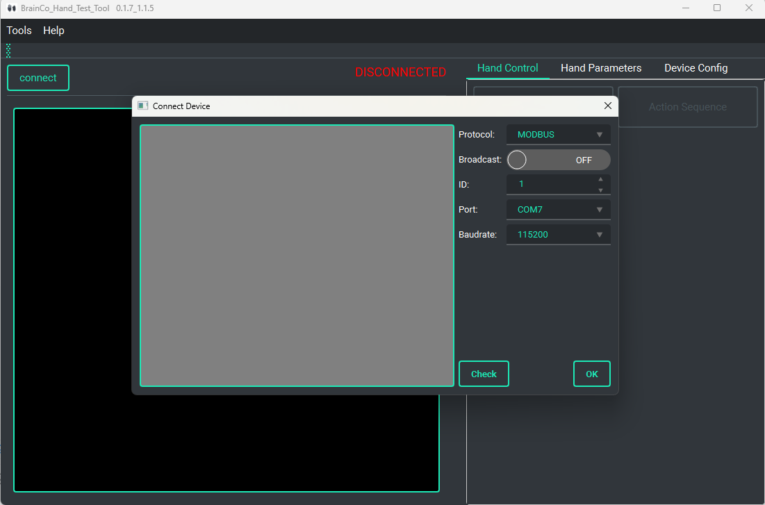 Connection dialog